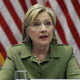 Clinton talks with media as she meets with law enforcement leaders at John Jay College of Criminal Justice in New York, Thursday, Aug. 18, 2016. Photo via AP